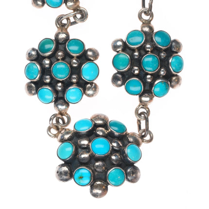25.5" Zuni sterling silver Vintage Snake eye turquoise cluster necklace
