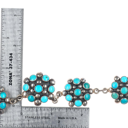 25.5" Zuni sterling silver Vintage Snake eye turquoise cluster necklace