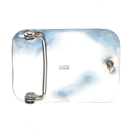 Southwestern A Jensen sterling silver shadowbox bear paw turquoise belt buckle