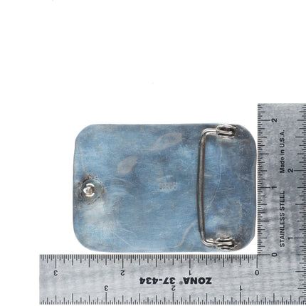 Southwestern A Jensen sterling silver shadowbox bear paw turquoise belt buckle