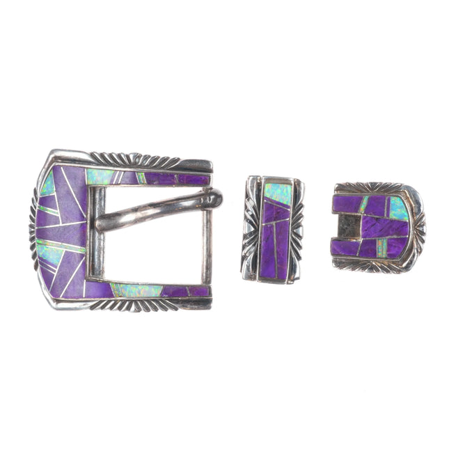 3/4" Jason Begaye Navajo sterling silver sugilite, opal ranger belt buckle set