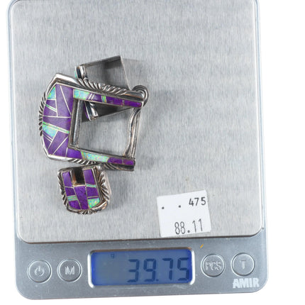 3/4" Jason Begaye Navajo sterling silver sugilite, opal ranger belt buckle set
