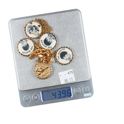 c1964 Beatles Charm bracelet/necklace pendant gold tone jewelry lot