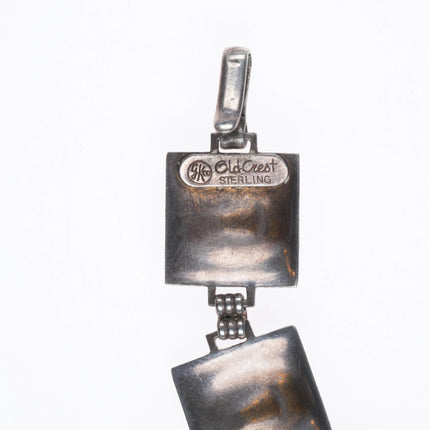 7" Vintage Goldberg Kirschman "Old Crest" Sterling silver faces link bracelet