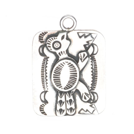 Art Lewis Choctaw sterling silver Fred Harvey era roadrunner pendant/fob/charm