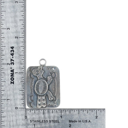 Art Lewis Choctaw sterling silver Fred Harvey era roadrunner pendant/fob/charm