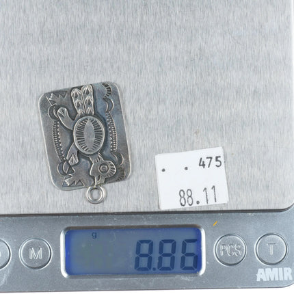 Art Lewis Choctaw sterling silver Fred Harvey era roadrunner pendant/fob/charm