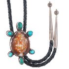 c1970 Zuni sterling silver turquoise/shell turtle bolo tie
