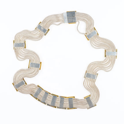 Vintage Turkish sterling silver multi-strand choker set gilt enamel