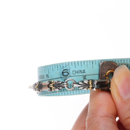 6.6" Lagos Caviar 18k gold/Sterling smoky quartz link bracelet