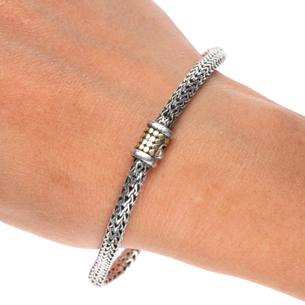 8" John Hardy sterling silver 18k gold two-tone wheat chain bracelet