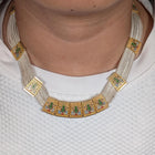 Vintage Turkish sterling silver multi-strand choker set gilt enamel