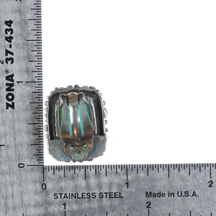 Dian Malouf southwestern modernist Sterling silver turquoise clip-on earrings