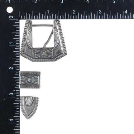 40's-50's Navajo hand stamped sterling silver 3/4" ranger belt buckle set