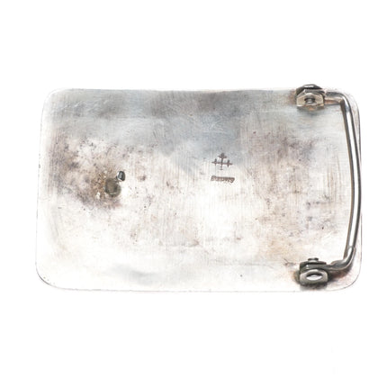 Joe Josytewa Hopi Overlay eagle belt buckle sterling silver vintage