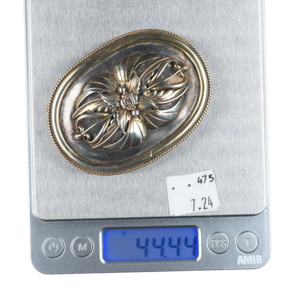 Jerry Johnson Navajo Gold filled sterling silver belt buckle Vintage