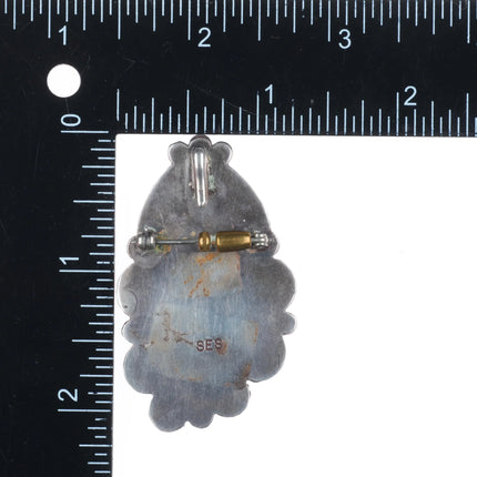 Vintage SES Navajo sterling silver Royston turquoise pendant/pin