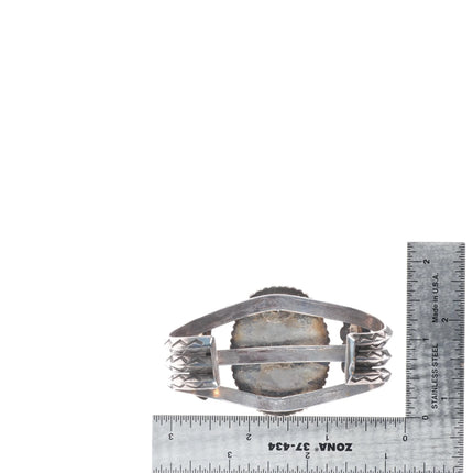 7" 1930's Ingot Silver #8 Turquoise deep stamped Navajo carinated cuff bracelet
