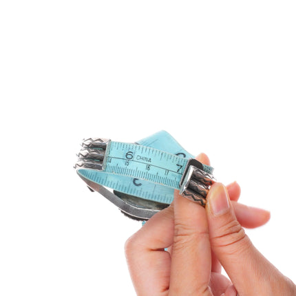 7" 1930's Ingot Silver #8 Turquoise deep stamped Navajo carinated cuff bracelet