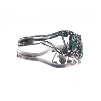 6.75" Vintage Navajo sterling silver fancy twisted wire carinated cuff bracelet