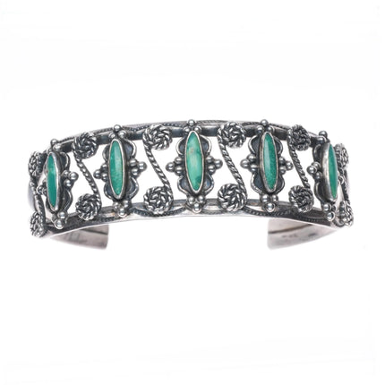 6.75" Vintage Navajo sterling silver fancy twisted wire carinated cuff bracelet