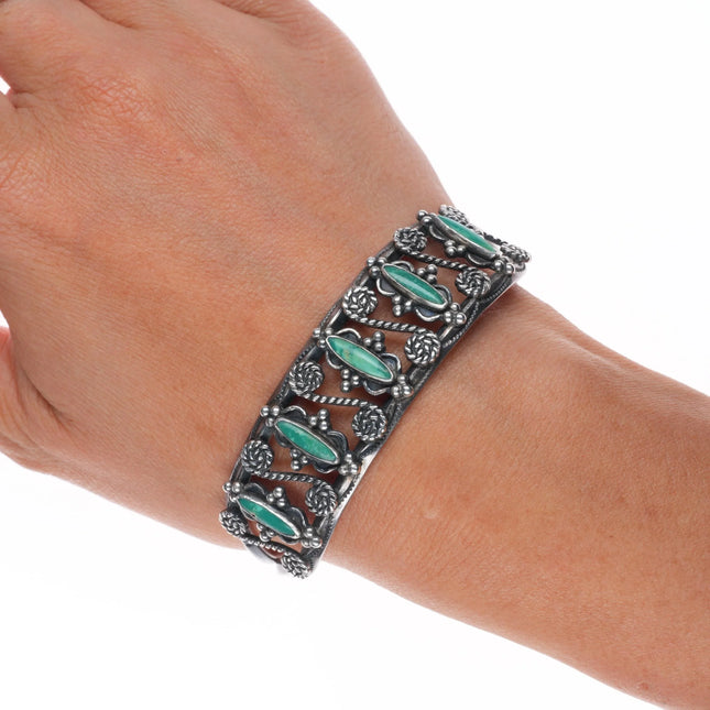 6.75" Vintage Navajo sterling silver fancy twisted wire carinated cuff bracelet