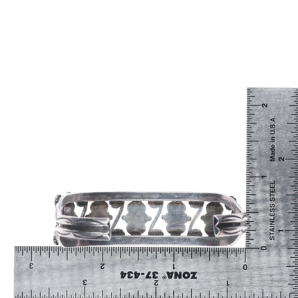 6.75" Vintage Navajo sterling silver fancy twisted wire carinated cuff bracelet