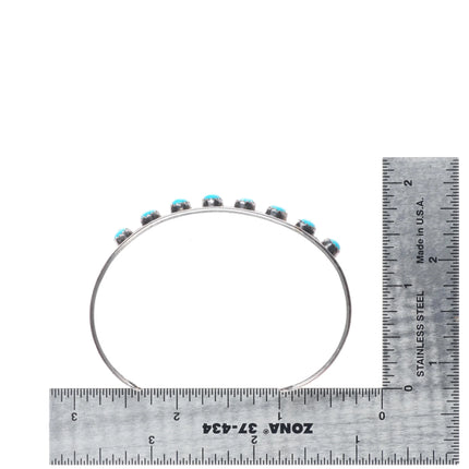 6.5" Paylee and Darlene Coonsis Zuni sterling silver turquoise row cuff bracelet