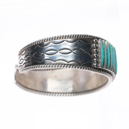 6.1" Janice Paloma Zuni sterling silver Needlepoint turquoise cuff bracelet
