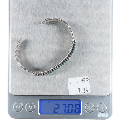 6.1" Janice Paloma Zuni sterling silver Needlepoint turquoise cuff bracelet