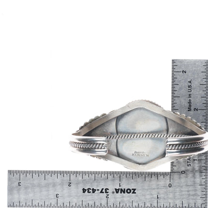 6.5" M Spencer Navajo sterling silver green turquoise cuff bracelet