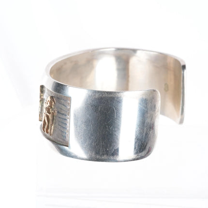 6.6" Bennett Kagenveama Hopi 14k gold/Sterling silver Kokopelli cuff bracelet