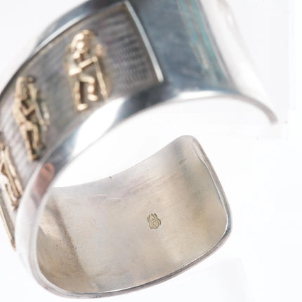 6.6" Bennett Kagenveama Hopi 14k gold/Sterling silver Kokopelli cuff bracelet
