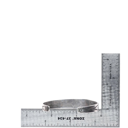 6" 1930's Navajo slim deep stamped ingot silver turquoise cuff bracelet sterling