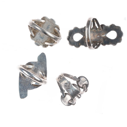 sz4-7 Vintage 40's-50's Zuni/Navajo sterling silver petit point/dishta rings lot