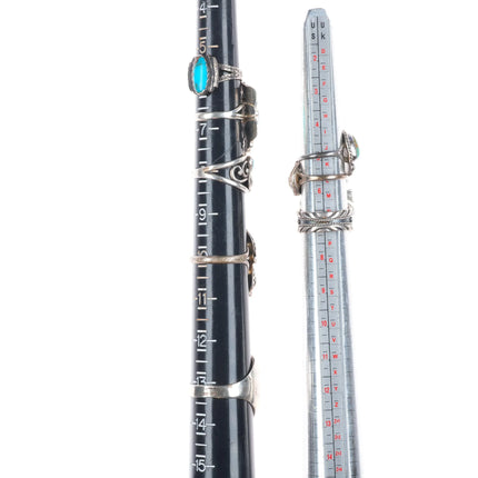 sz5-13 Navajo/Zuni/Southwestern sterling silver turquoise/onyx/coral rings lot