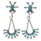 Vintage Large Zuni sterling silver needlepoint turquoise dangly earrings