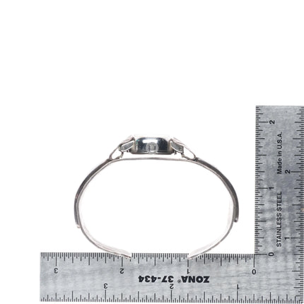 6" Vintage F.W. Zuni sterling silver channel inlay turquoise watch cuff bracelet