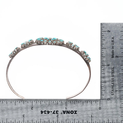 6.5" Trudy Quetawki Zuni sterling silver petit point turquoise cuff bracelet