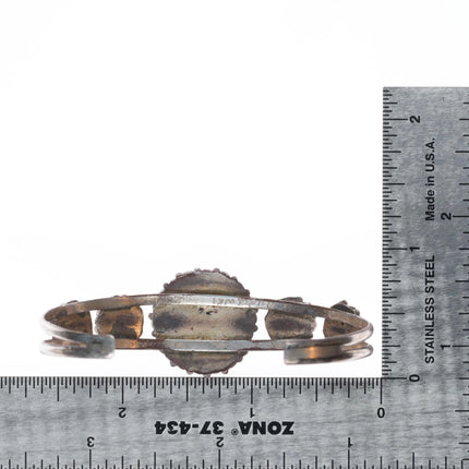 6.5" Trudy Quetawki Zuni sterling silver petit point turquoise cuff bracelet