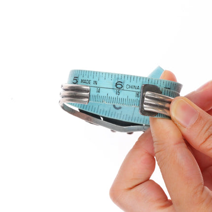 6.25" 1960's Navajo sterling silver DS featherwork cuff bracelet w/turquoise