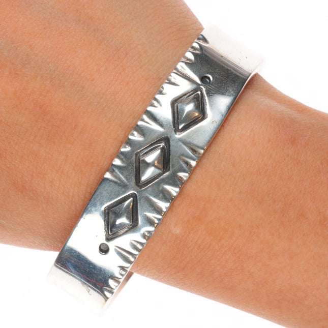7.2" djt Southwestern hand stamped sterling silver cuff bracelet