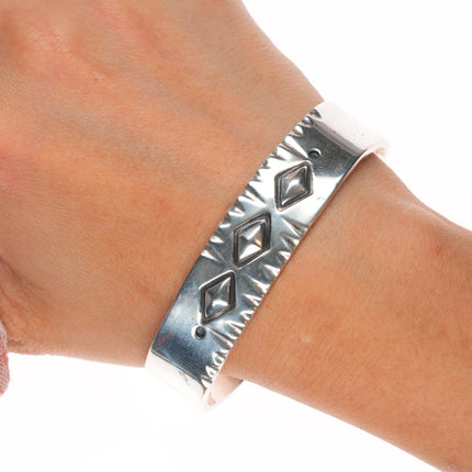 7.2" djt Southwestern hand stamped sterling silver cuff bracelet