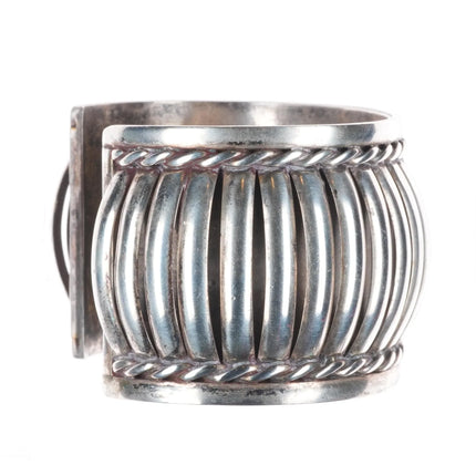 6.25" Elizabeth Guerro Navajo sterling silver fluted bars cuff bracelet