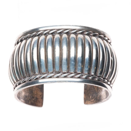 6.25" Elizabeth Guerro Navajo sterling silver fluted bars cuff bracelet