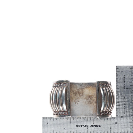 6.25" Elizabeth Guerro Navajo sterling silver fluted bars cuff bracelet