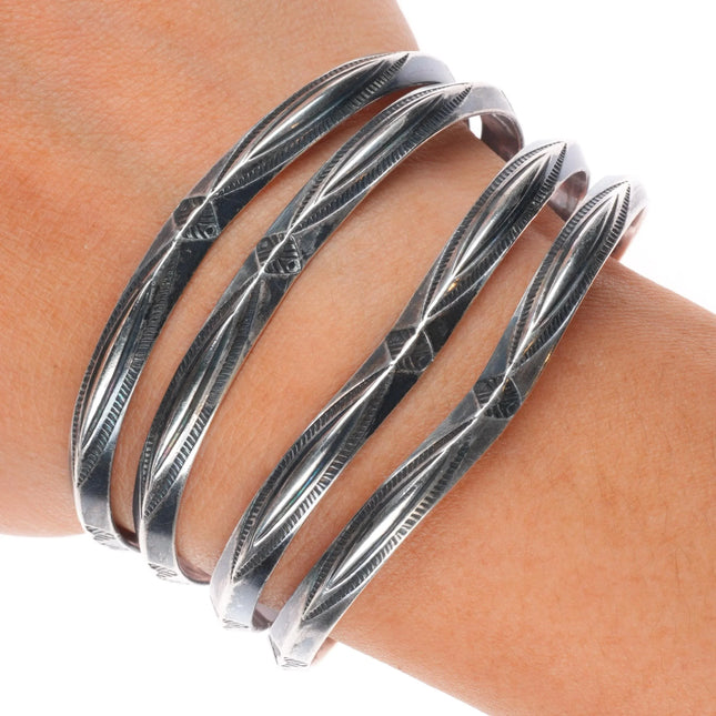 6.1" 1940's Navajo sterling silver stamped/chiseled carinated cuff bracelet