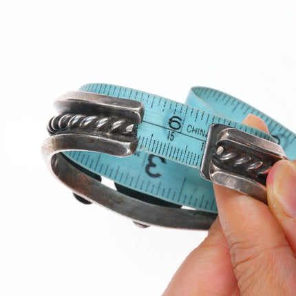 6.25" 50's-60's Navajo sterling silver butterfly sides turquoise cuff bracelet