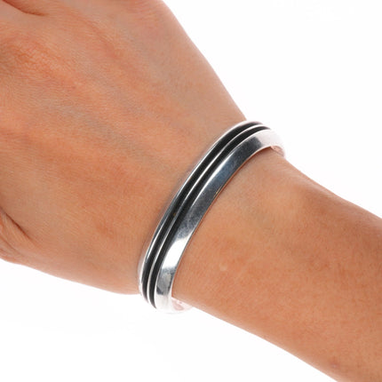 6.25" Johnny Mike Begay Navajo rails modernist sterling silver cuff bracelet