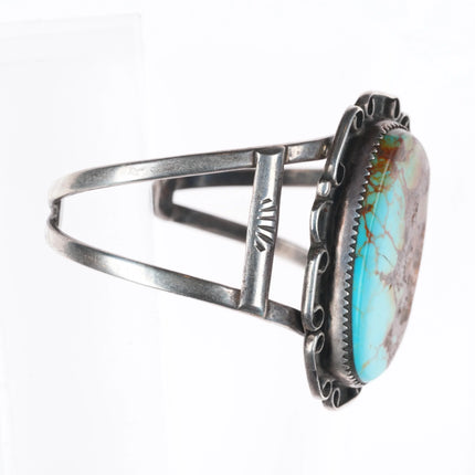 6.4" Vintage Navajo sterling silver boulder turquoise cuff bracelet